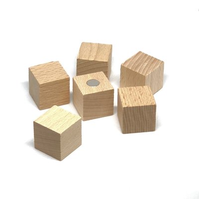 Extra sterke houten magneetblokjes 25 x 25 mm - set van 6 stuks