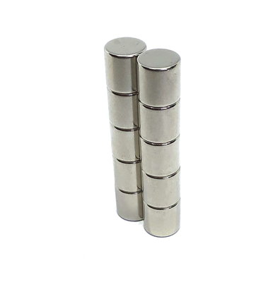 Supersterke cylinder magneten neodymium 10 x 10 mm - set van 8 stuks