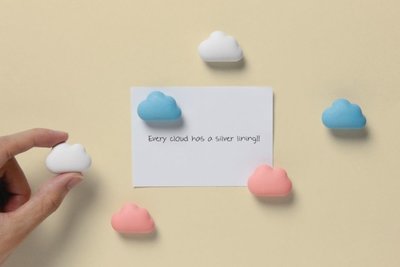 Wolken Magneten - set van 6 stuks - blauw/roze/wit