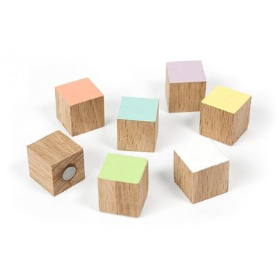 Houten blokjes magneten Timber - set van 7 stuks