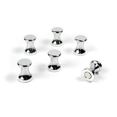 Elegante pin magneten van aluminium - set 6 stuks