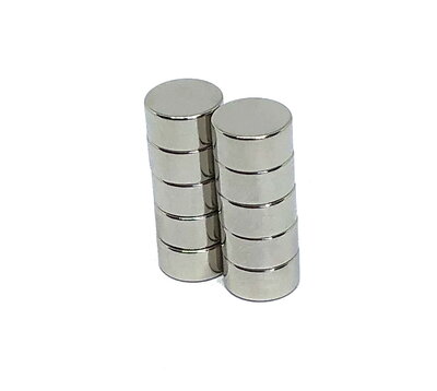 Neodymium schijfmagneten 10 x 5 mm - per 10 stuks in een set