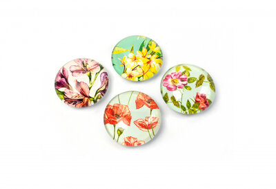 Mooie glazen bloem magneten 'Flower' - set van 4 stuks