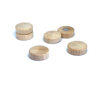 Sterke houten magneetschijfjes 25 mm - set van 6 stuks