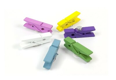 Wasknijper magneten - set van 6 houten vrolijke gekleurde knijper magneten