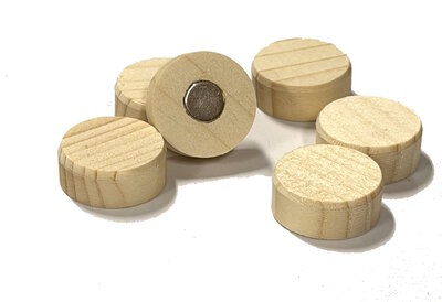 Sterke houten magneetschijfjes 25 mm - set van 6 stuks