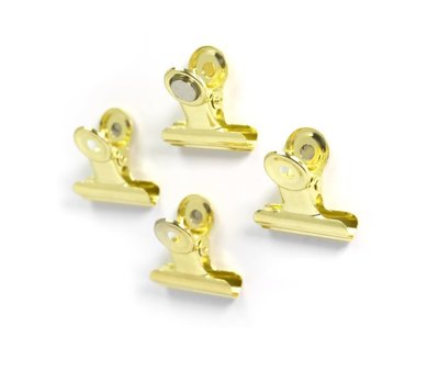Clip magneten Graffa goudkleur - set van 4 metalen magneten