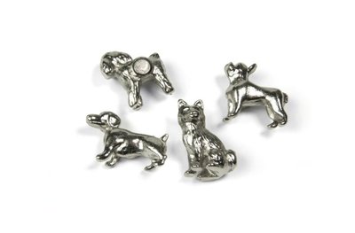 Metalen Honden magneten Trendform - set van 4 stuks