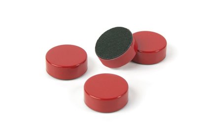 Ronde metalen magneten Disk - rood en extra sterke magneten set van 4 stuks
